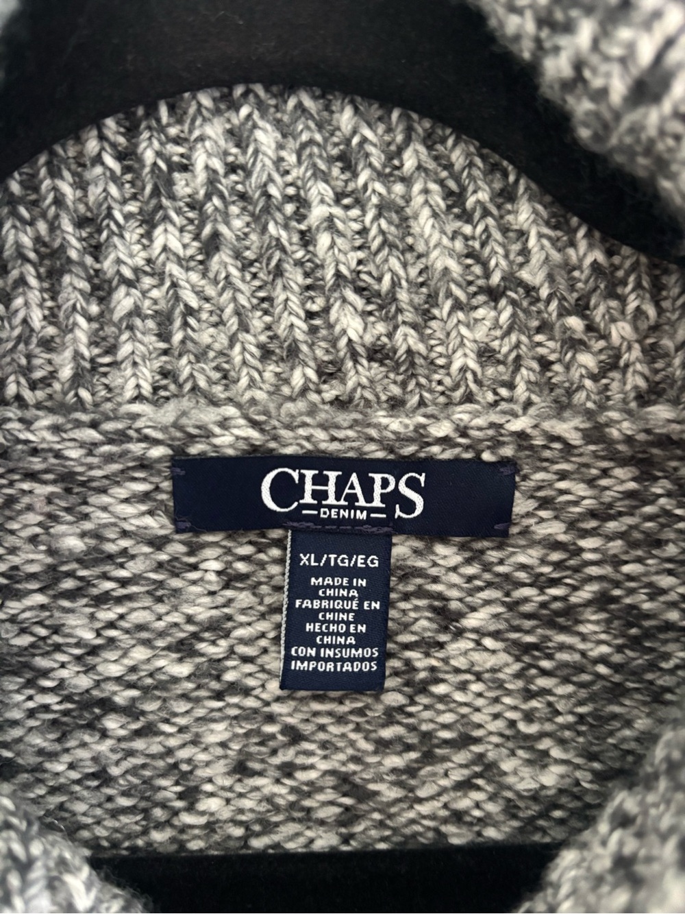 Chaps Grey Fair Isle Full-Zip Knit Cardigan Sweater - Picture 7 of 7